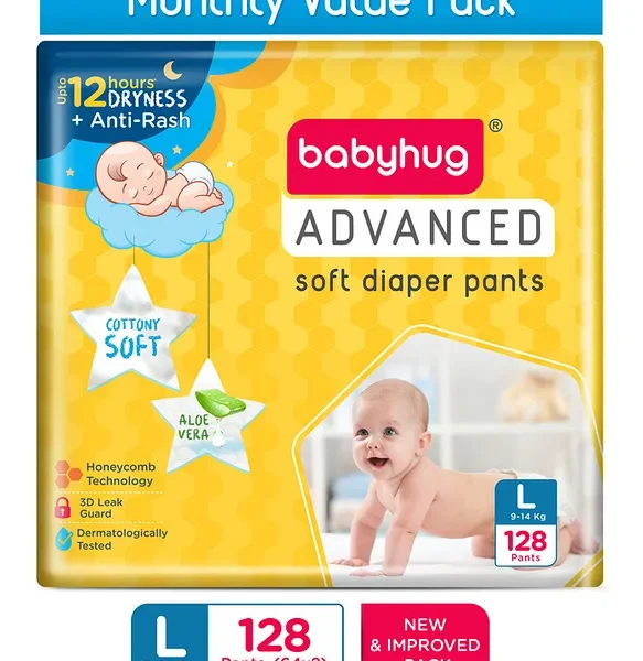 Babyhug Advanced Pant Style Diapers Large (L) Size Monthly Box Pack - 34 Pieces