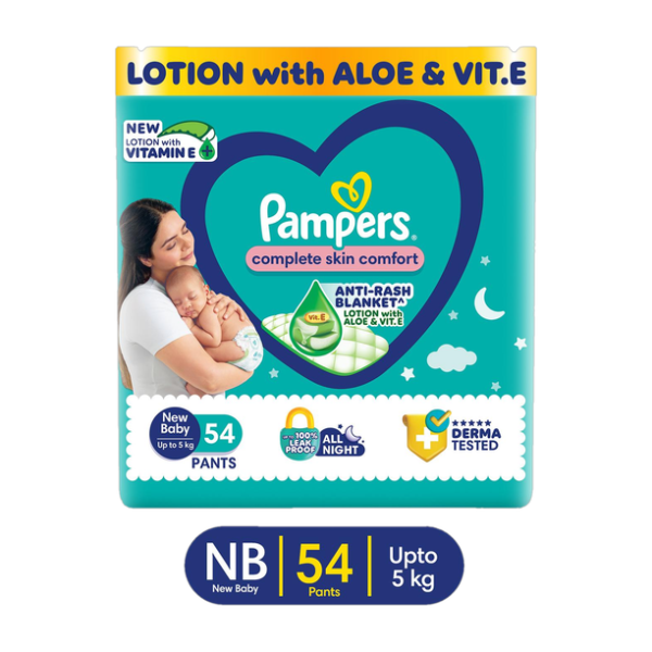 Pampers Complete Skin Comfort Pants, Anti-rash blanket, Lotion with VitaminE & Aloe Vera - New Born