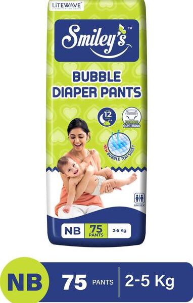 LITEWAVE Bubble Baby Diaper Pants Up to 12 Hours Protection | 2-5 kg | - New Born