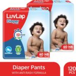 LuvLap Diaper Pants New Born (NB) 0 to 5kg, Super Jumbo Pack Baby Diaper Pants - New Born