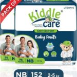 Kiddle Care Easy Comfort Baby Diaper Pants | New Born/Extra Small (NB) | 2-5 Kg | Pack of 2 - New Born