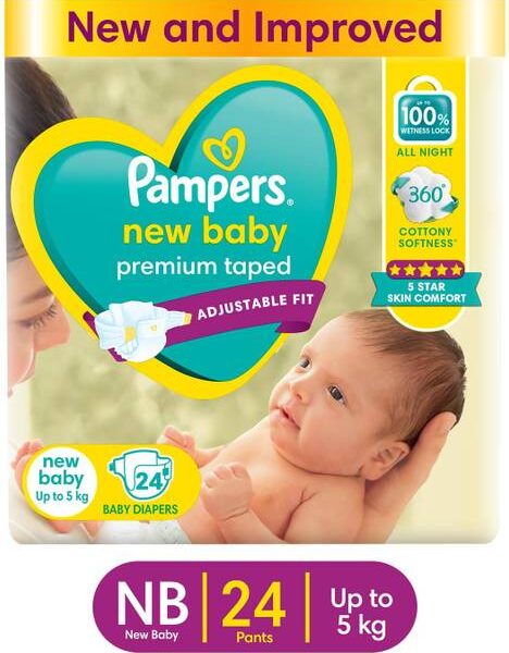 Pampers Active Baby Taped Diapers with Adjustable Fit - New Born