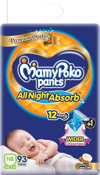 MamyPoko Pants All Night Absorb,Coco Care & 12hr Leakage Protection - New Born