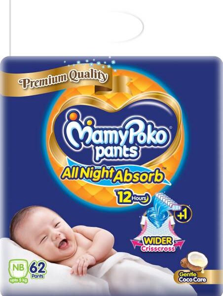 MamyPoko Pants All Night Absorb,Coco Care & 12hr Leakage Protection - New Born