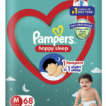Pampers Happy Sleep Pant Style Baby Diapers, Medium (M), 68 Count, 1 Pampers = 1 Night Sleep, with Anti Rash Shield, 7-12 Kg Diapers