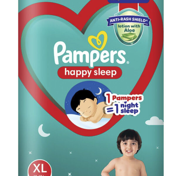 Pampers Happy Sleep Pant Style Baby Diapers, X-Large (XL), 50 Count, 1 Pampers = 1 Night Sleep, with Anti Rash Shield, 12-17 Kg Diapers